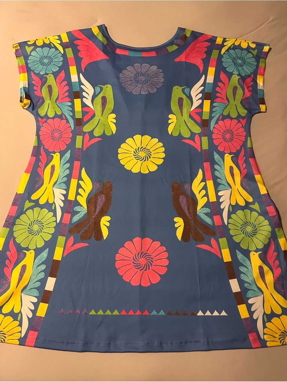 Bright Blue Floral & Bird Print Tunic